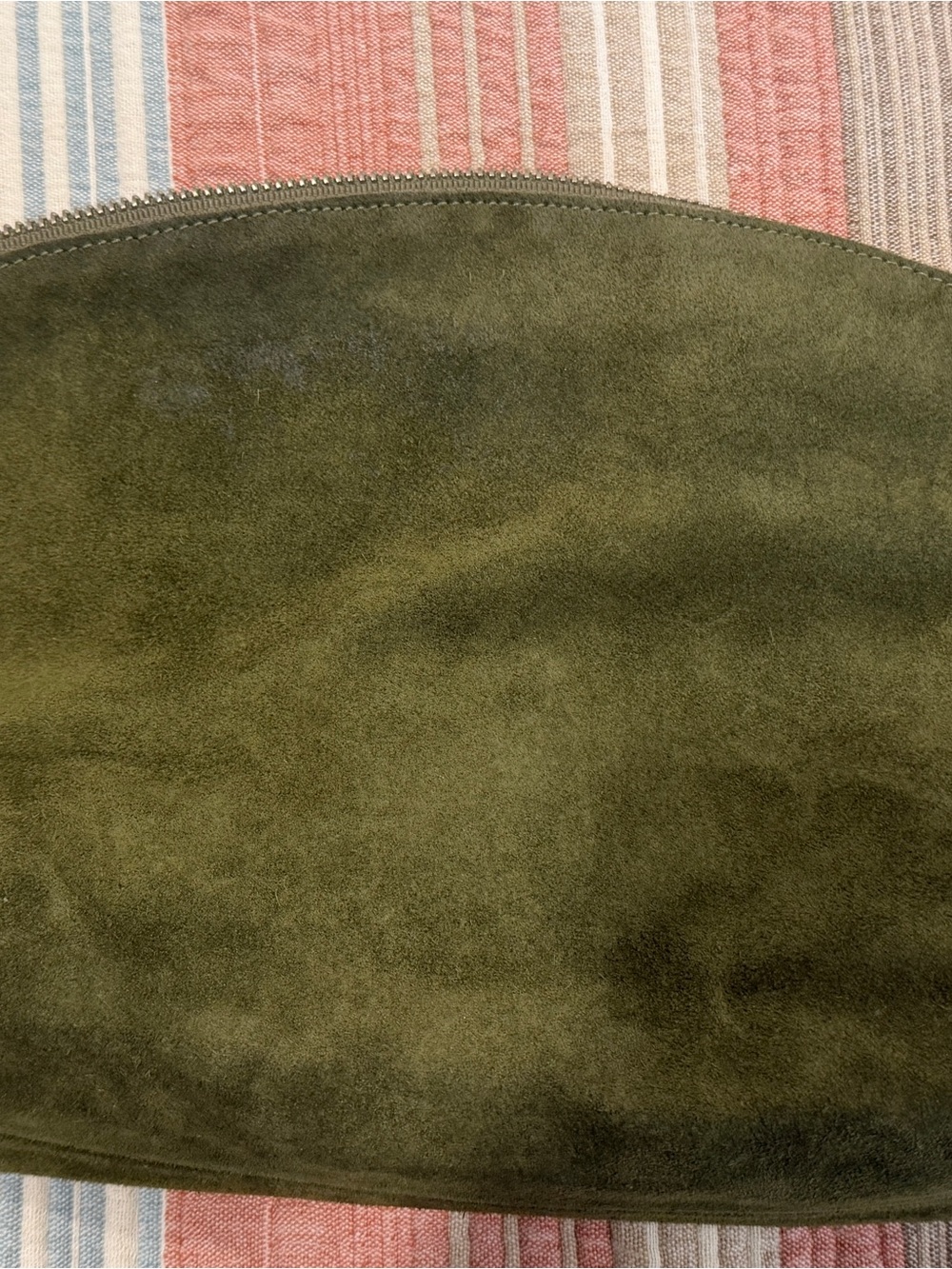 BAGGU Olive Green Suede Clutch